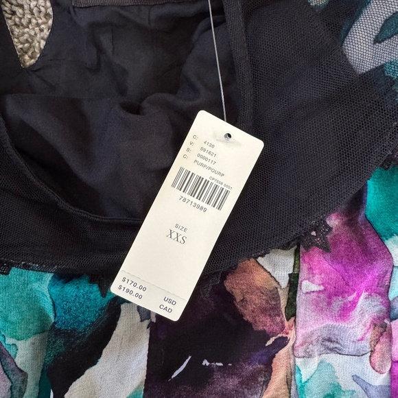 NWT Anthropologie Floral Flutter Sleeve Dress - SZ XXS - Black/Purple - $170 - Picture 8 of 10